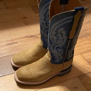 Lucchese Tan and Blue Heeled Boots
